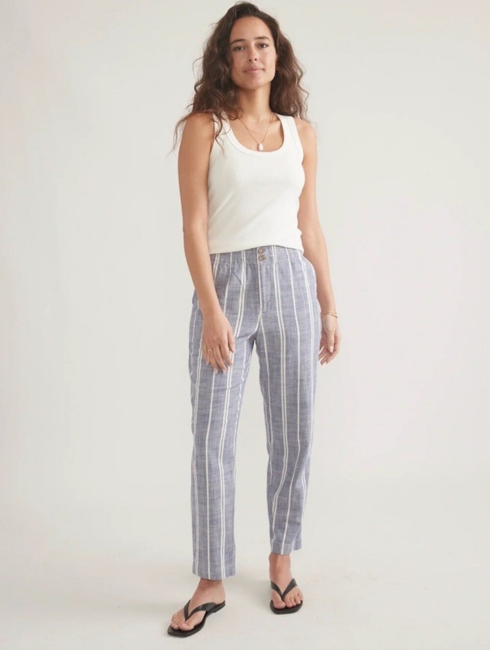 Marine LayerElle Crop Pant - Skipper Blue Stripe Size Meduim